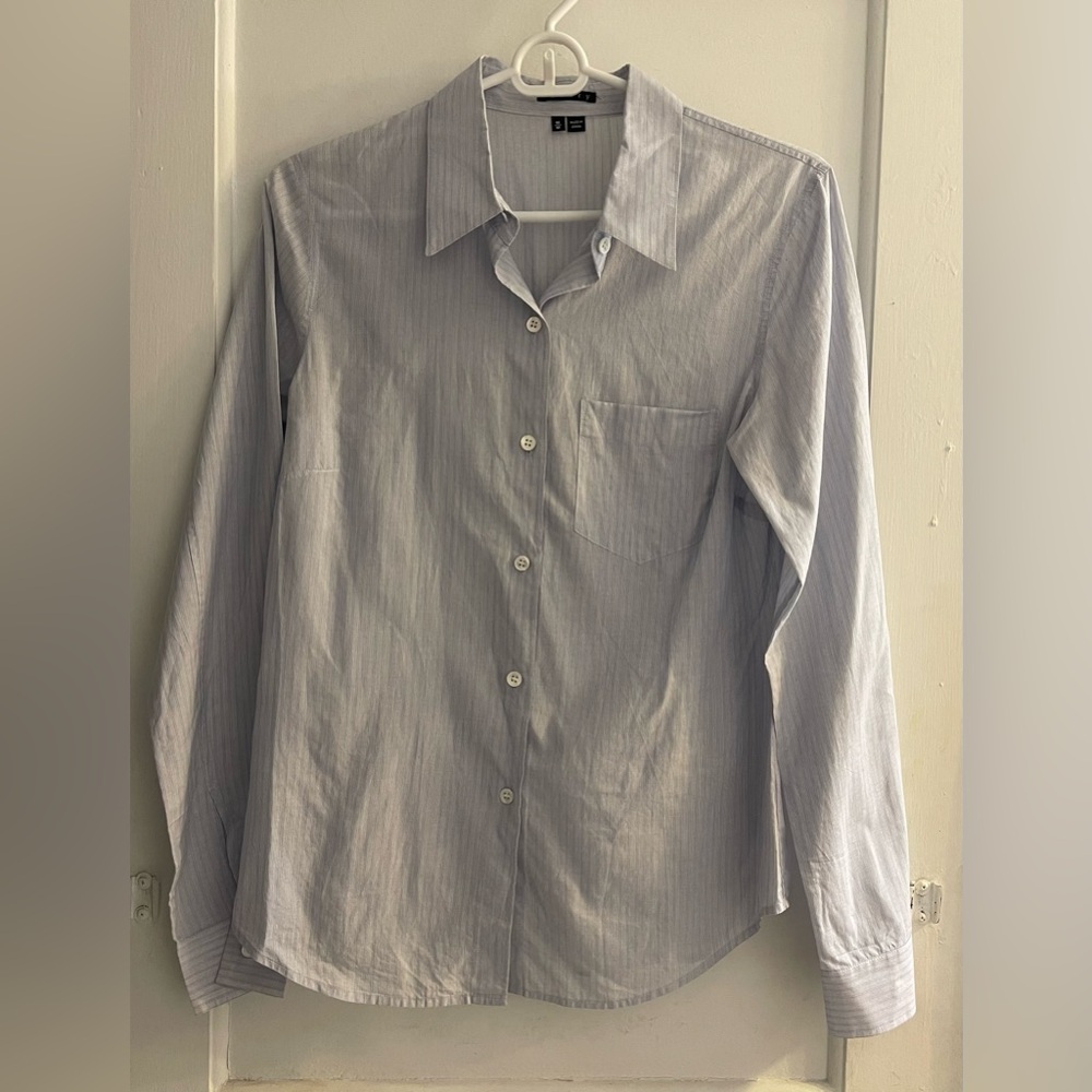 Theory Rilis Hour Striped Button Down Size M - image 1